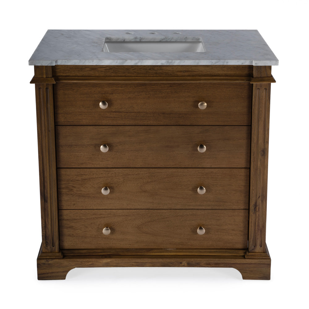 Butler Specialty Company - Hanson 36 in. W Single Marble Top Bathroom Vanity/Sink Set, Medium Brown - 5570415