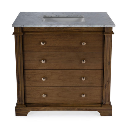 Butler Specialty Company - Hanson 36 in. W Single Marble Top Bathroom Vanity/Sink Set, Medium Brown - 5570415