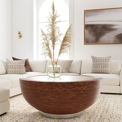 Butler Specialty Company - Harding 42 in. W Round Rattan & Metal Drum Coffee Table, Brown - 5774070 view 6