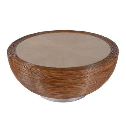 Butler Specialty Company - Harding 42 in. W Round Rattan & Metal Drum Coffee Table, Brown - 5774070_CLOSEOUT