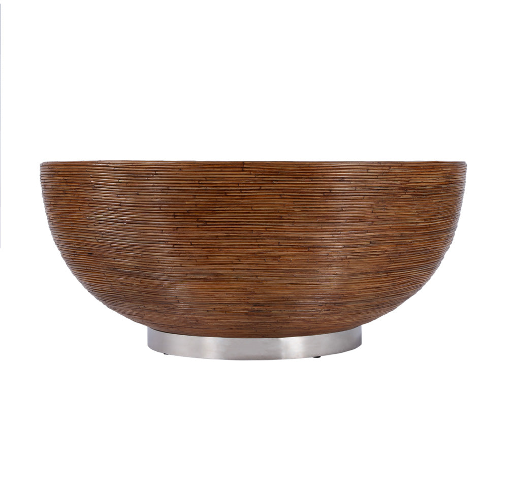 Butler Specialty Company - Harding 42 in. W Round Rattan & Metal Drum Coffee Table, Brown - 5774070_CLOSEOUT