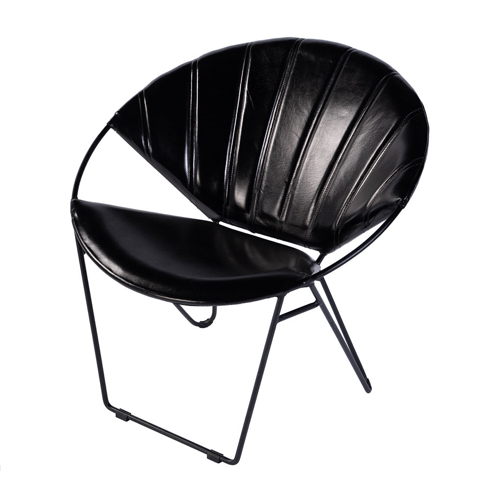 Butler Specialty Company - Harlan 18 in. Seat Height Round Leather and Iron Accent Chair, Black - 5877034 View 1