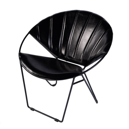 Butler Specialty Company - Harlan 18 in. Seat Height Round Leather and Iron Accent Chair, Black - 5877034 View 1