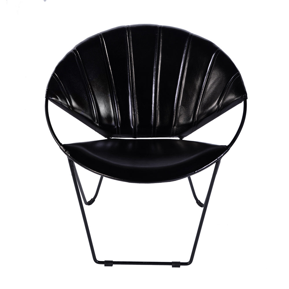 Butler Specialty Company - Harlan 18 in. Seat Height Round Leather and Iron Accent Chair, Black - 5877034 View 2