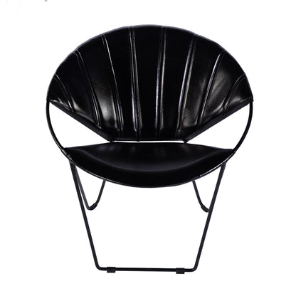 Butler Specialty Company - Harlan 18 in. Seat Height Round Leather and Iron Accent Chair, Black - 5877034 View 2