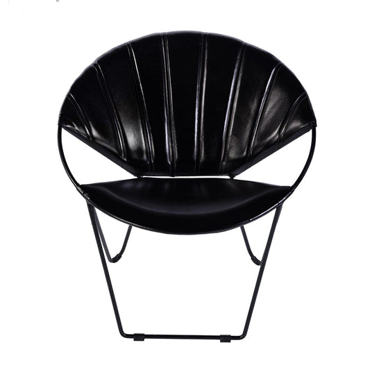 Butler Specialty Company - Harlan 18 in. Seat Height Round Leather and Iron Accent Chair, Black - 5877034 View 2