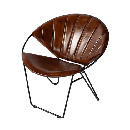 Butler Specialty Company - Harlan 18 in. Seat Height Round Leather and Iron Accent Chair, Brown - 5877344 View 1