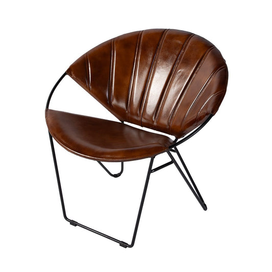 Butler Specialty Company - Harlan 18 in. Seat Height Round Leather and Iron Accent Chair, Brown - 5877344 View 1