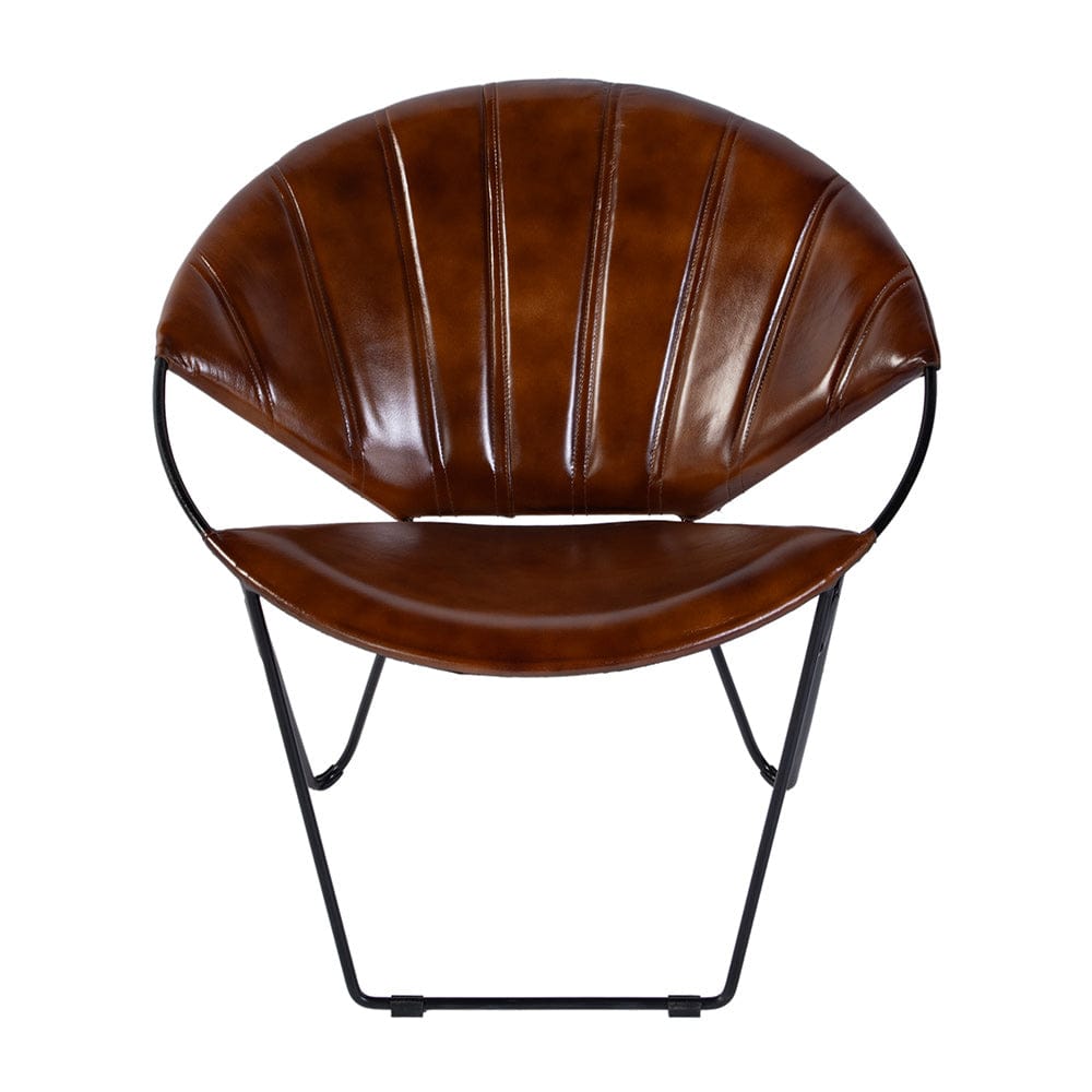 Butler Specialty Company - Harlan 18 in. Seat Height Round Leather and Iron Accent Chair, Brown - 5877344 View 2