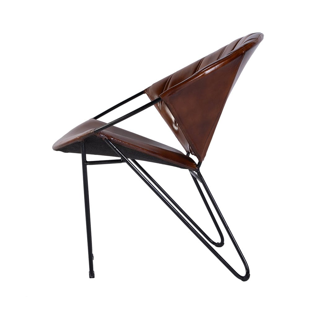 Butler Specialty Company - Harlan 18 in. Seat Height Round Leather and Iron Accent Chair, Brown - 5877344 View 3