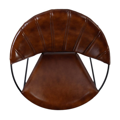Butler Specialty Company - Harlan 18 in. Seat Height Round Leather and Iron Accent Chair, Brown - 5877344 View 4