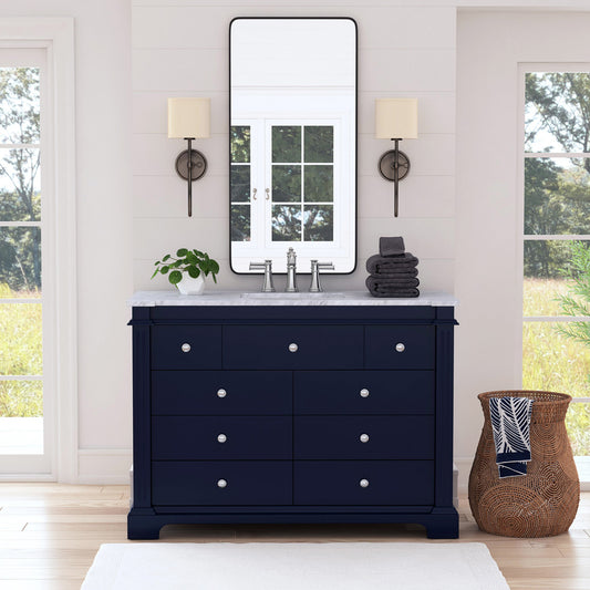 Butler Specialty Company - Harley 48 in. W Single Marble Top Bathroom Vanity/Sink Set, Navy Blue - 5572372_CLOSEOUT