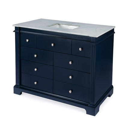 Butler Specialty Company - Harley 48 in. W Single Marble Top Bathroom Vanity/Sink Set, Navy Blue - 5572372_CLOSEOUT