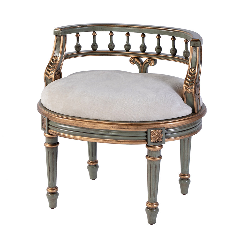 Butler Specialty Company - Hathaway 22.5 in. W Oval Upholstered and Wood Traditional Vanity Seat, Pastel Green - 1218482 View 1