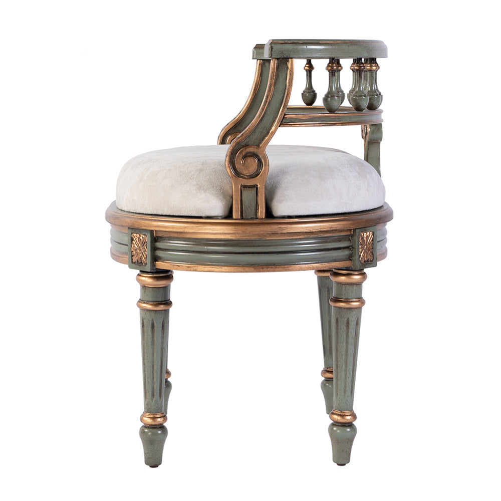 Butler Specialty Company - Hathaway 22.5 in. W Oval Upholstered and Wood Traditional Vanity Seat, Pastel Green - 1218482 View 3