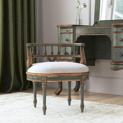 Butler Specialty Company - Hathaway 22.5 in. W Oval Upholstered and Wood Traditional Vanity Seat, Pastel Green - 1218482 view 5