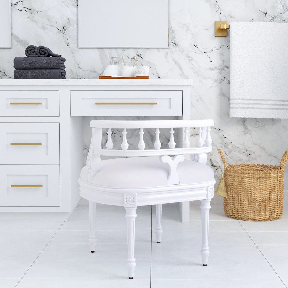 Butler Specialty Company - Hathaway 22.5 in. W Oval Upholstered Vanity Seat, White - 1218222 view 6