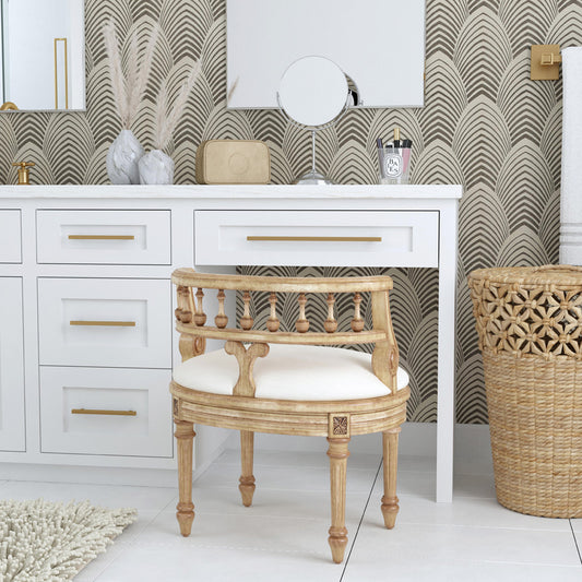 Butler Specialty Company - Hathaway 22.5 in. W Oval Upholstered Vanity Seat, Beige - 1218424