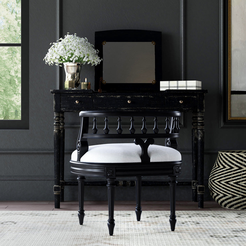 Butler Specialty Company - Hathaway 22.5 in. W Oval Upholstered Vanity Seat, Black - 1218111