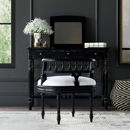 Butler Specialty Company - Hathaway 22.5 in. W Oval Upholstered Vanity Seat, Black - 1218111