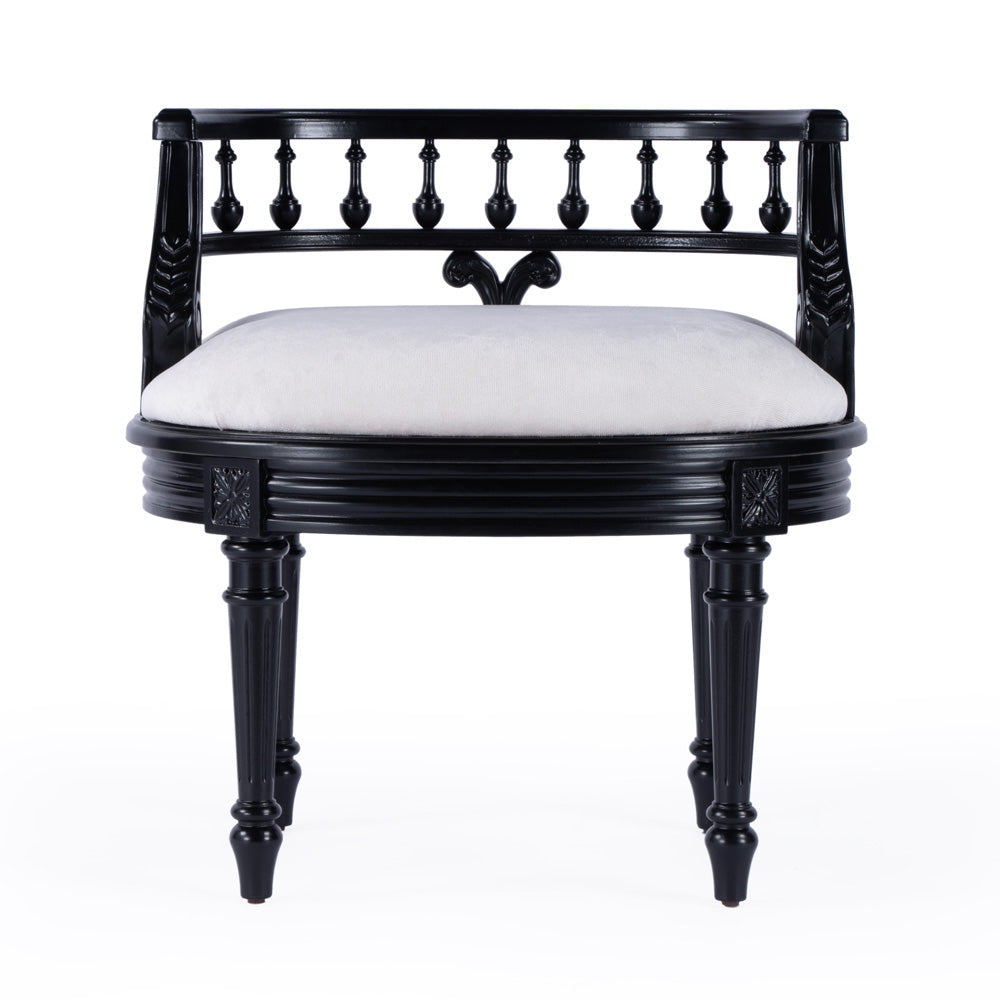 Butler Specialty Company - Hathaway 22.5 in. W Oval Upholstered Vanity Seat, Black - 1218111
