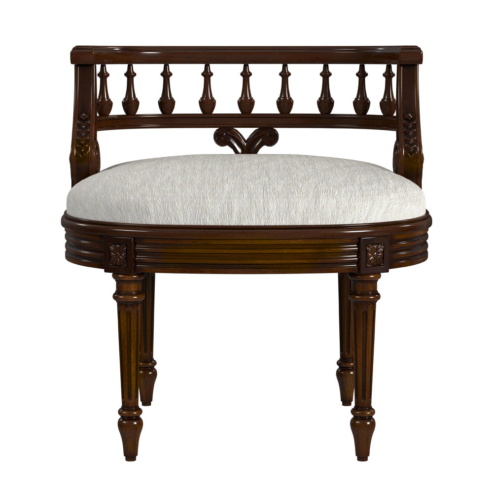 Butler Specialty Company - Hathaway 22.5 in. W Oval Upholstered Vanity Seat, Medium Brown - 1218011