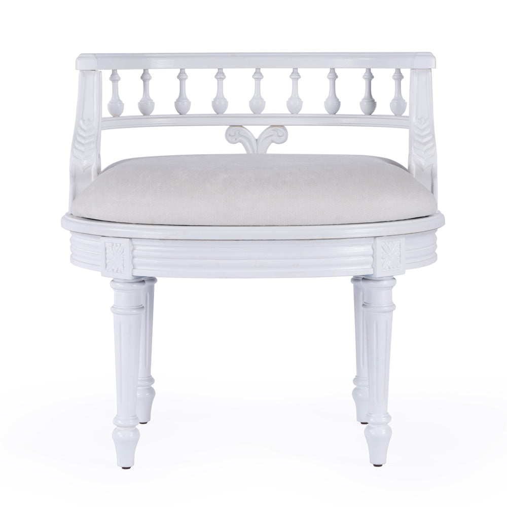 Butler Specialty Company - Hathaway 22.5 in. W Oval Upholstered Vanity Seat, White - 1218222