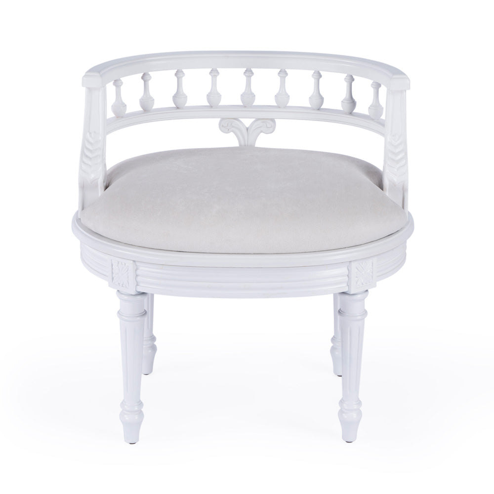 Butler Specialty Company - Hathaway 22.5 in. W Oval Upholstered Vanity Seat, White - 1218222