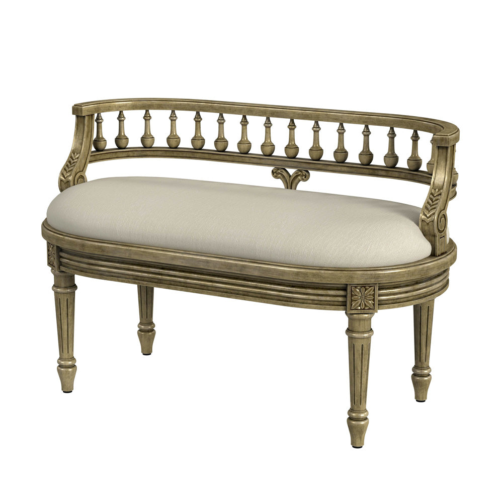 Butler Specialty Company - Hathaway 37 in. W Oval Upholstered/Wood Bench with Back, Beige - 2625424