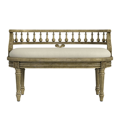 Butler Specialty Company - Hathaway 37 in. W Oval Upholstered/Wood Bench with Back, Beige - 2625424