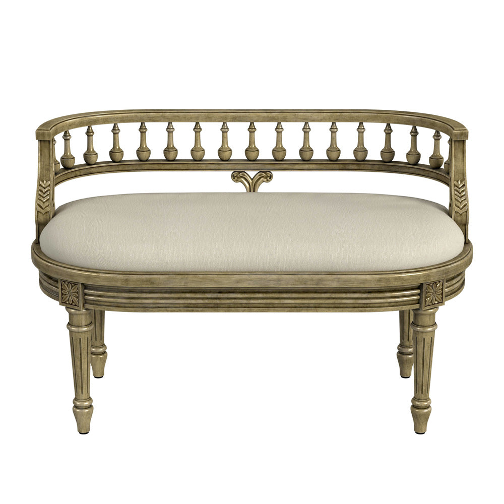 Butler Specialty Company - Hathaway 37 in. W Oval Upholstered/Wood Bench with Back, Beige - 2625424