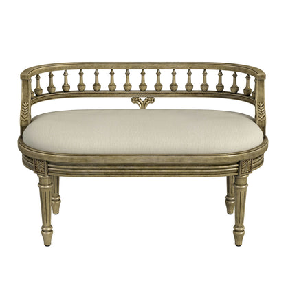 Butler Specialty Company - Hathaway 37 in. W Oval Upholstered/Wood Bench with Back, Beige - 2625424