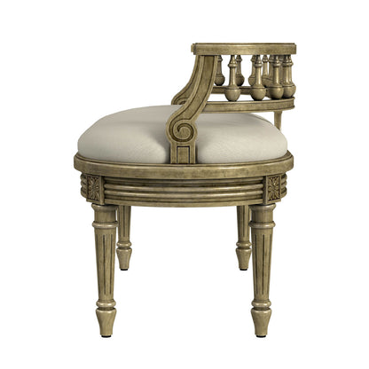 Butler Specialty Company - Hathaway 37 in. W Oval Upholstered/Wood Bench with Back, Beige - 2625424