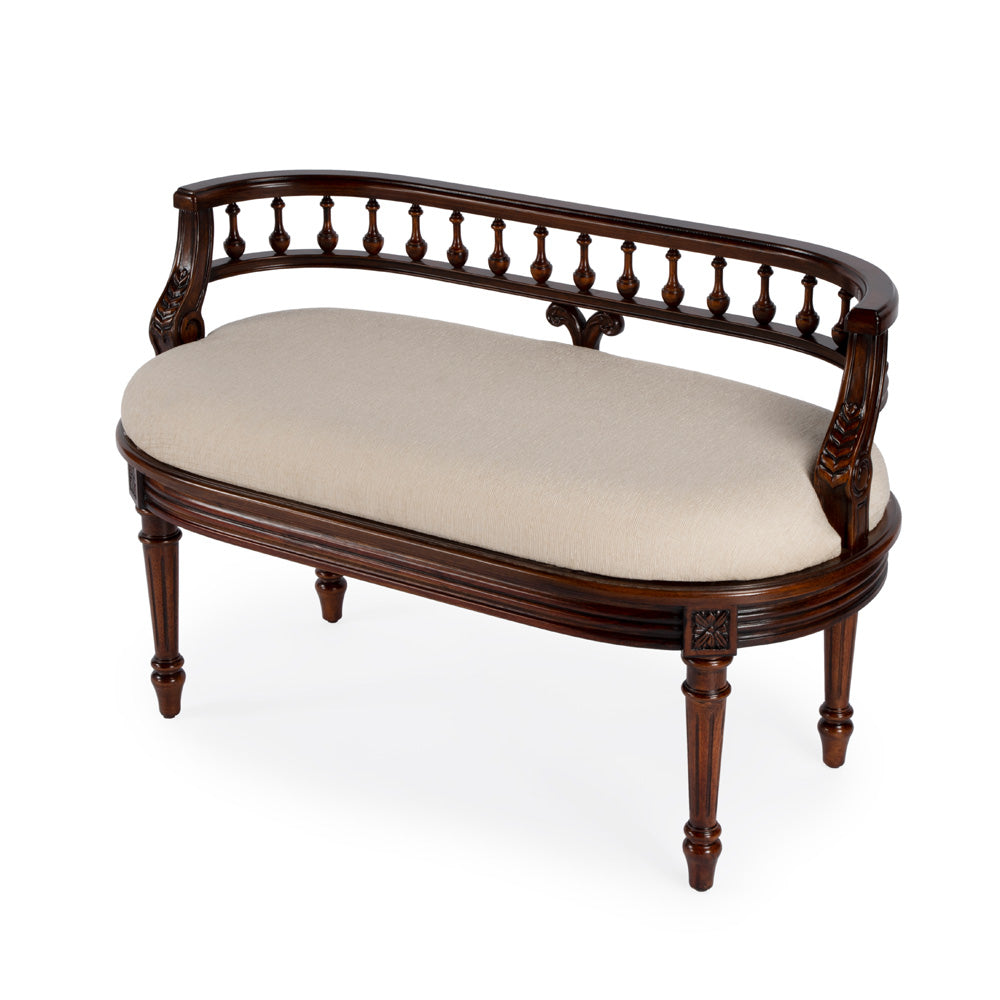 Butler Specialty Company - Hathaway 37 in. W Oval Upholstered/Wood Bench with Back, Dark Brown - 2625024