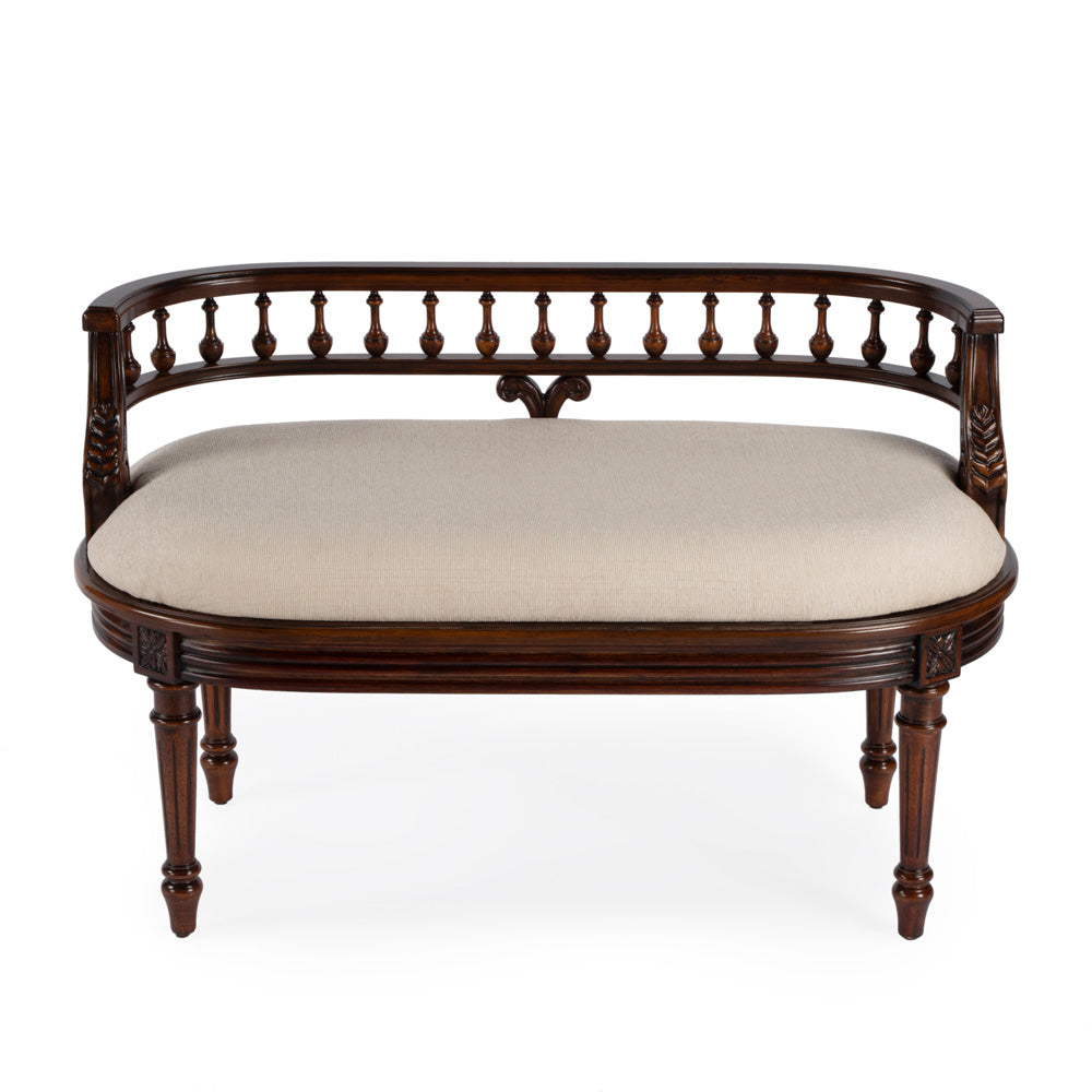 Butler Specialty Company - Hathaway 37 in. W Oval Upholstered/Wood Bench with Back, Dark Brown - 2625024