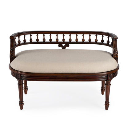 Butler Specialty Company - Hathaway 37 in. W Oval Upholstered/Wood Bench with Back, Dark Brown - 2625024