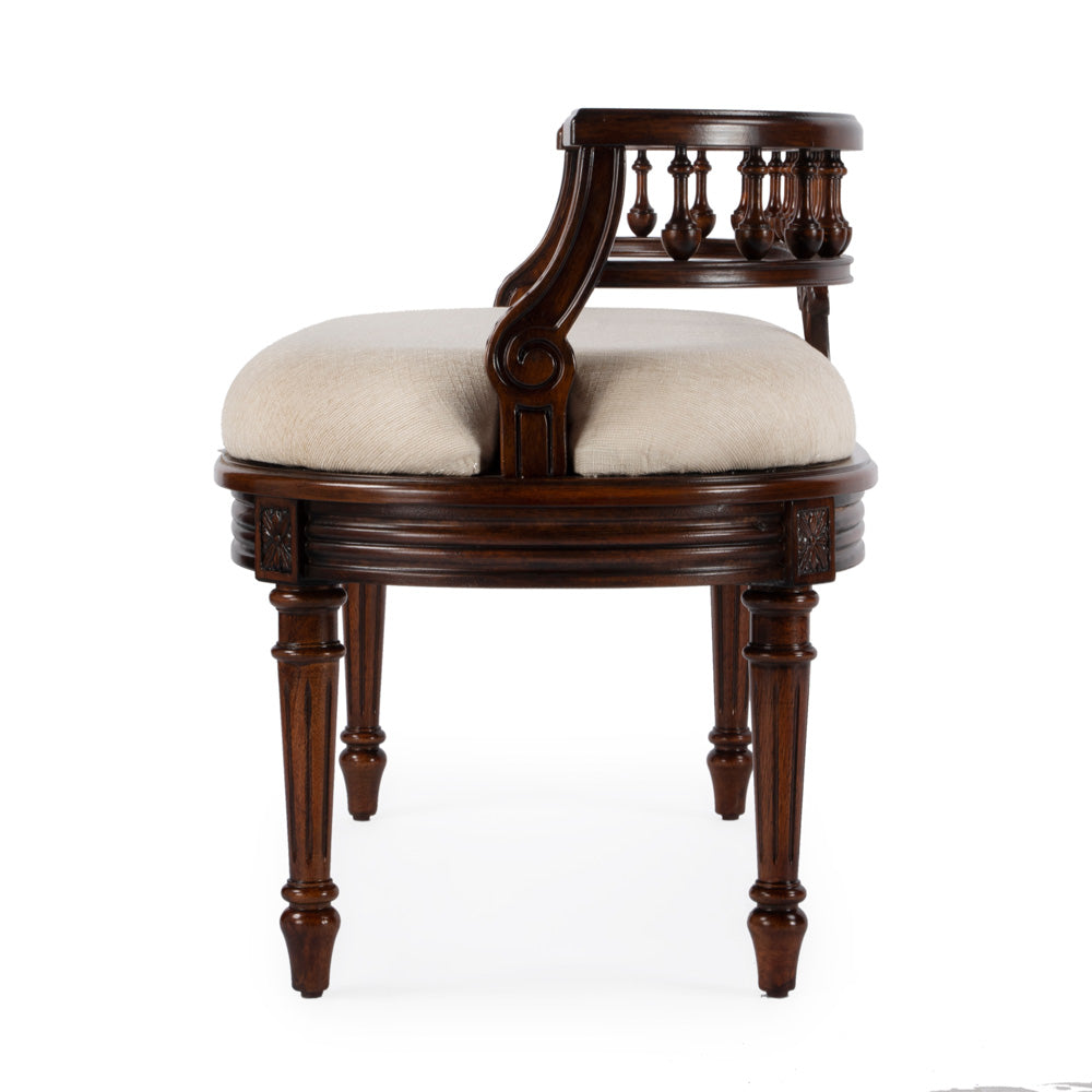 Butler Specialty Company - Hathaway 37 in. W Oval Upholstered/Wood Bench with Back, Dark Brown - 2625024