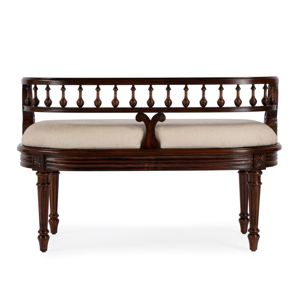 Butler Specialty Company - Hathaway 37 in. W Oval Upholstered/Wood Bench with Back, Dark Brown - 2625024