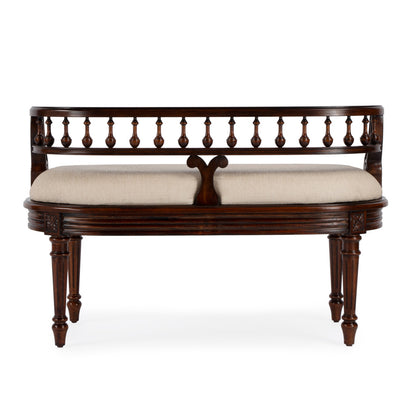 Butler Specialty Company - Hathaway 37 in. W Oval Upholstered/Wood Bench with Back, Dark Brown - 2625024