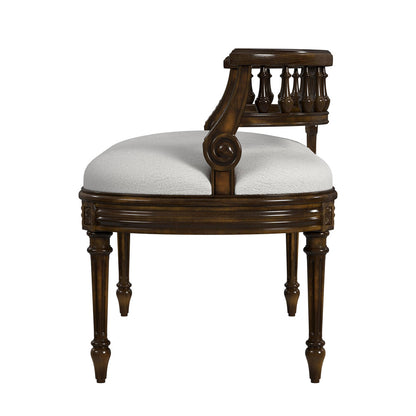 Butler Specialty Company - Hathaway 37 in. W Oval Upholstered/Wood Bench with Back, Medium Brown - 2625011