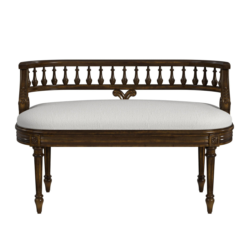 Butler Specialty Company - Hathaway 37 in. W Oval Upholstered/Wood Bench with Back, Medium Brown - 2625011