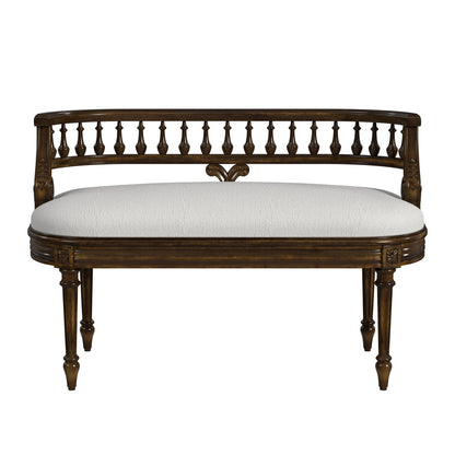 Butler Specialty Company - Hathaway 37 in. W Oval Upholstered/Wood Bench with Back, Medium Brown - 2625011