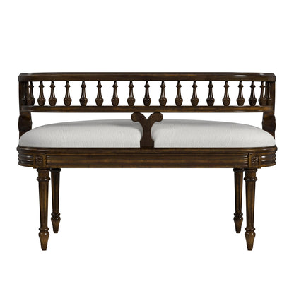 Butler Specialty Company - Hathaway 37 in. W Oval Upholstered/Wood Bench with Back, Medium Brown - 2625011