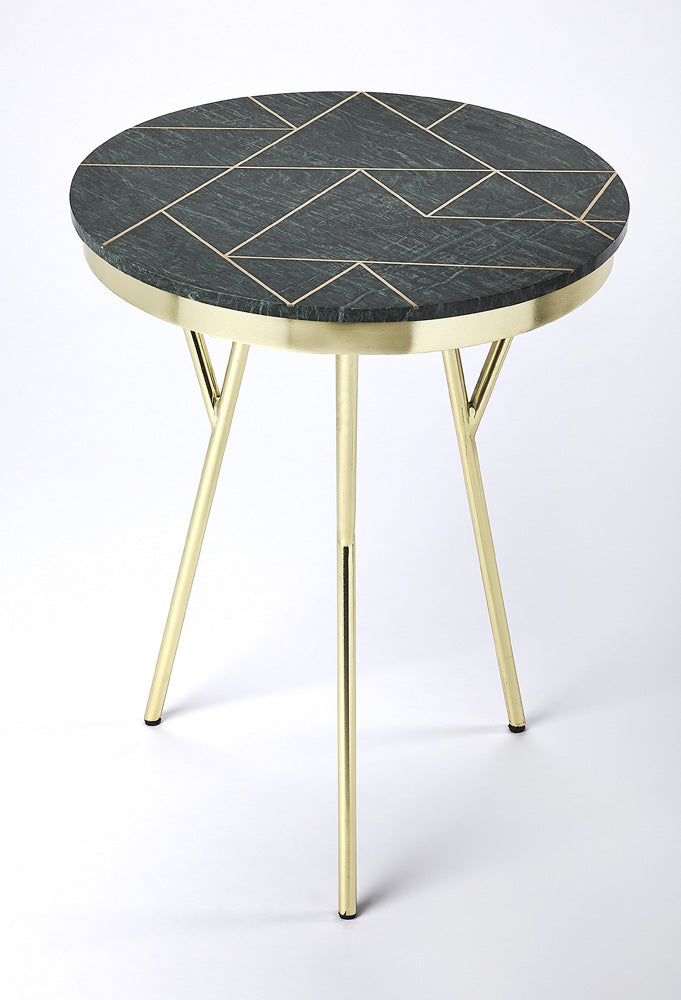 Butler Specialty Company - Haven Green Marble & Brass Side Table, Green - 5401025_CLOSEOUT