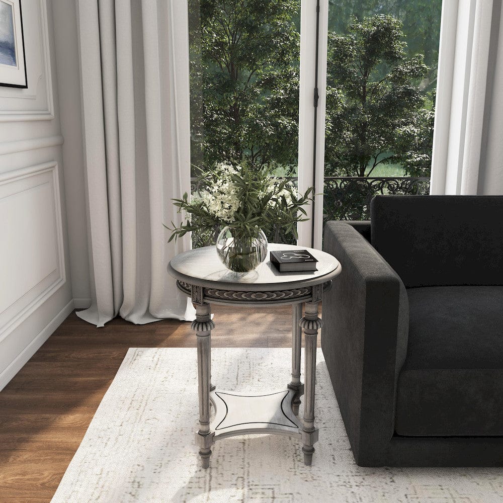 Butler Specialty Company - Hellinger 24 in. W Round Wood End Table with Lower Shelf, Gray - 6162418 view 6