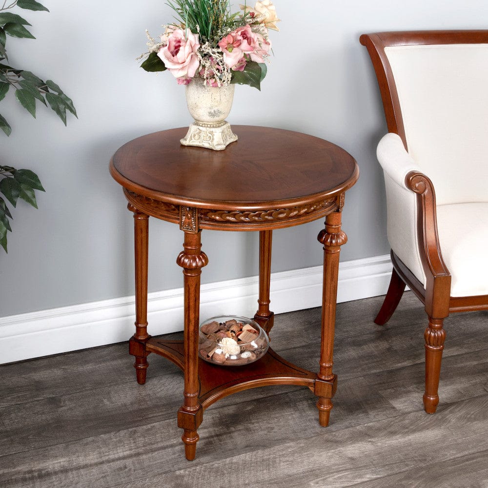 Butler Specialty Company - Hellinger 24 in. W Round Wood End Table with Lower Shelf, Medium Brown - 6162101 view 6