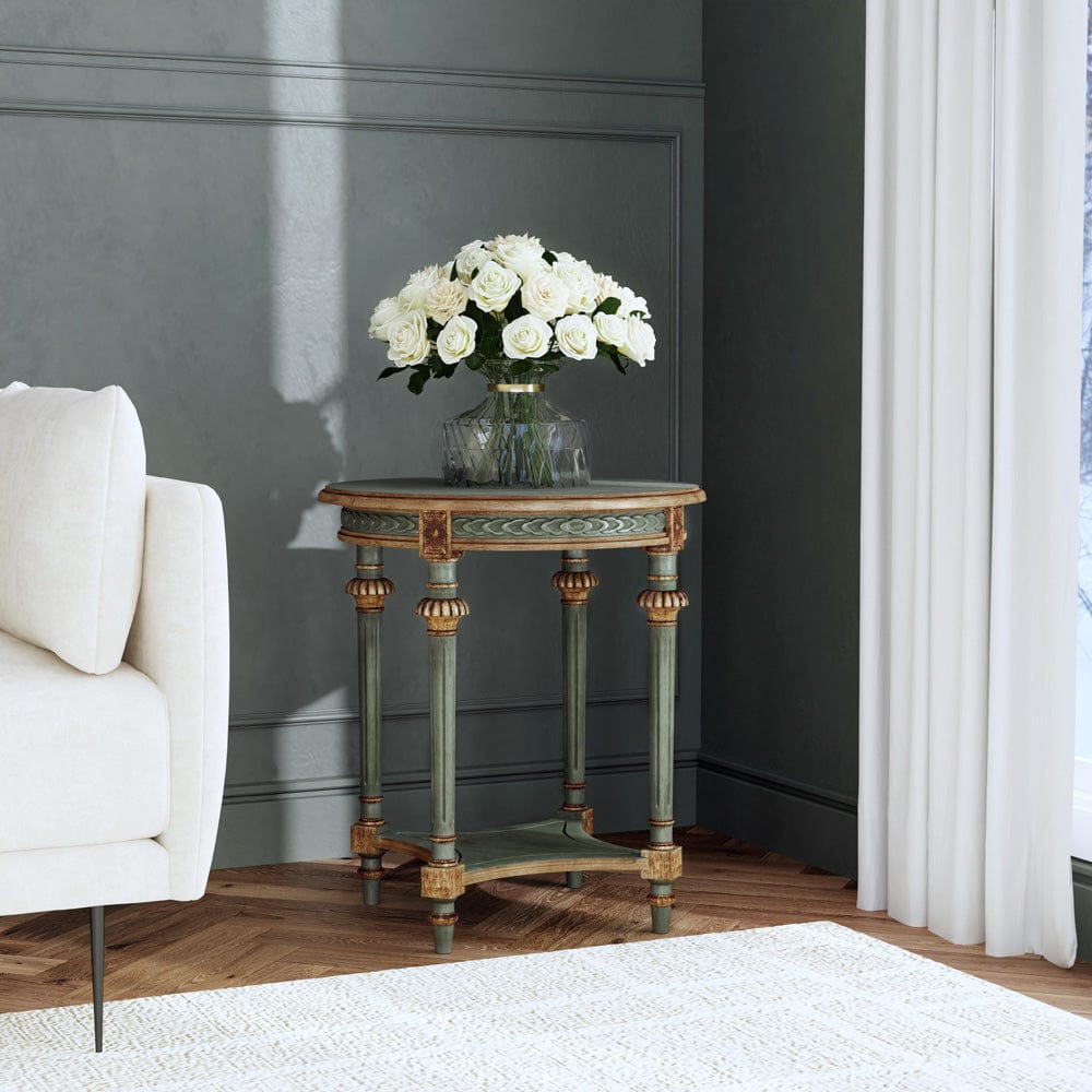 Butler Specialty Company Hellinger 24 in. W Round Wood Tall Open Shelf End Table  - Pastel Green - 6162482 view 6
