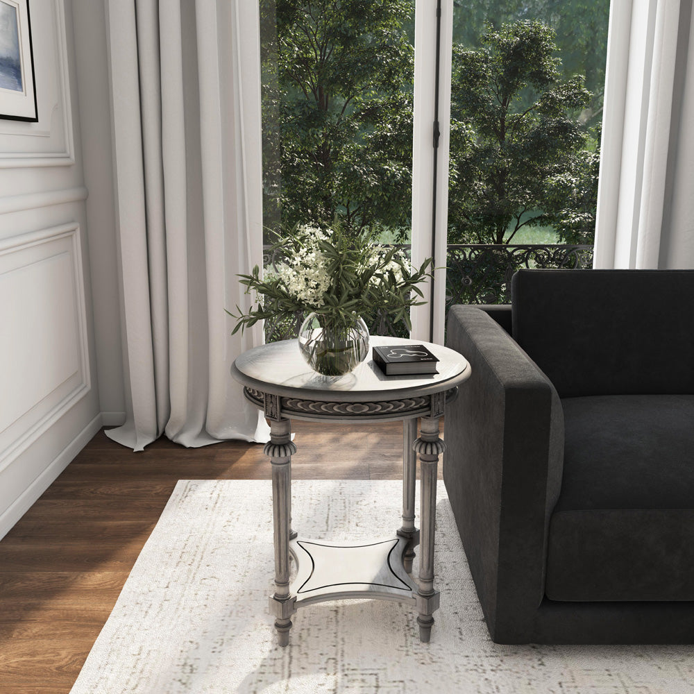 Butler Specialty Company - Hellinger 24 in. W Round Wood End Table with Lower Shelf, Gray - 6162418
