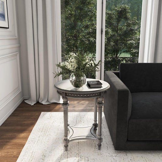 Butler Specialty Company - Hellinger 24 in. W Round Wood End Table with Lower Shelf, Gray - 6162418