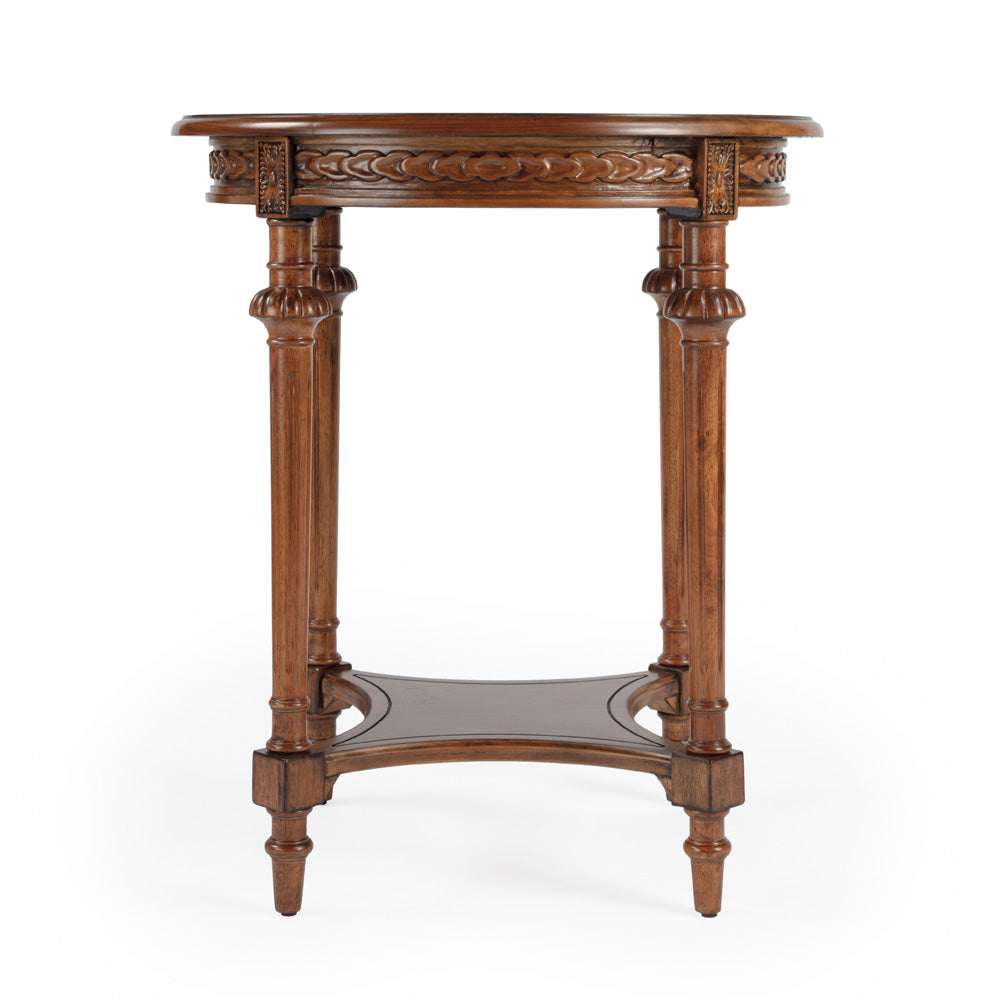 Butler Specialty Company - Hellinger 24 in. W Round Wood End Table with Lower Shelf, Medium Brown - 6162101